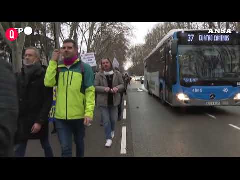 Madrid, i negazionisti del Covid protestano contro le misure del governo