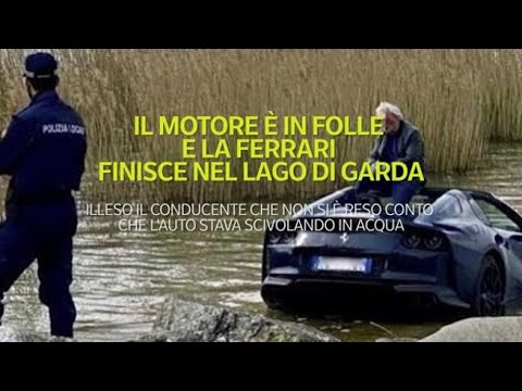 Sirmione, parcheggia la Ferrari in folle e il bolide finisce nel lago