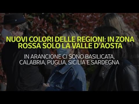 I nuovi colori delle regioni: in zona rossa solo la Valle d’Aosta. La Sardegna passa in arancione