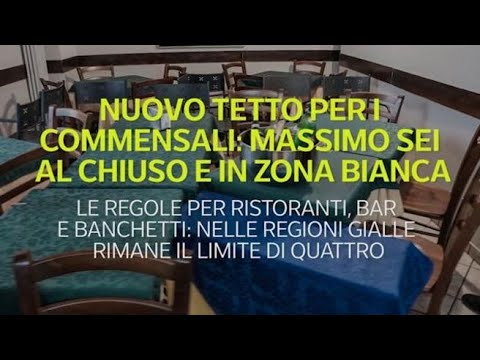 Nuovo tetto per i commensali: massimo sei al chiuso e in zona bianca