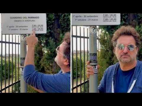 Leonardo Pieraccioni e l’ironia sul cartello al giardino dell’Orticoltura a Firenze: il video