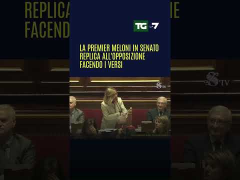 La premier #Meloni in senato replica all’opposizione facendo i versi.