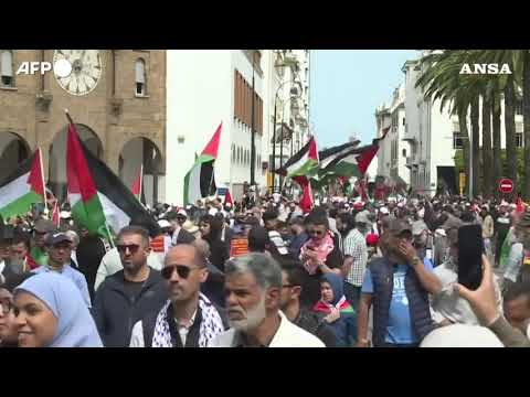 Marocco, una manifestazione pro Palestina  a Rabat